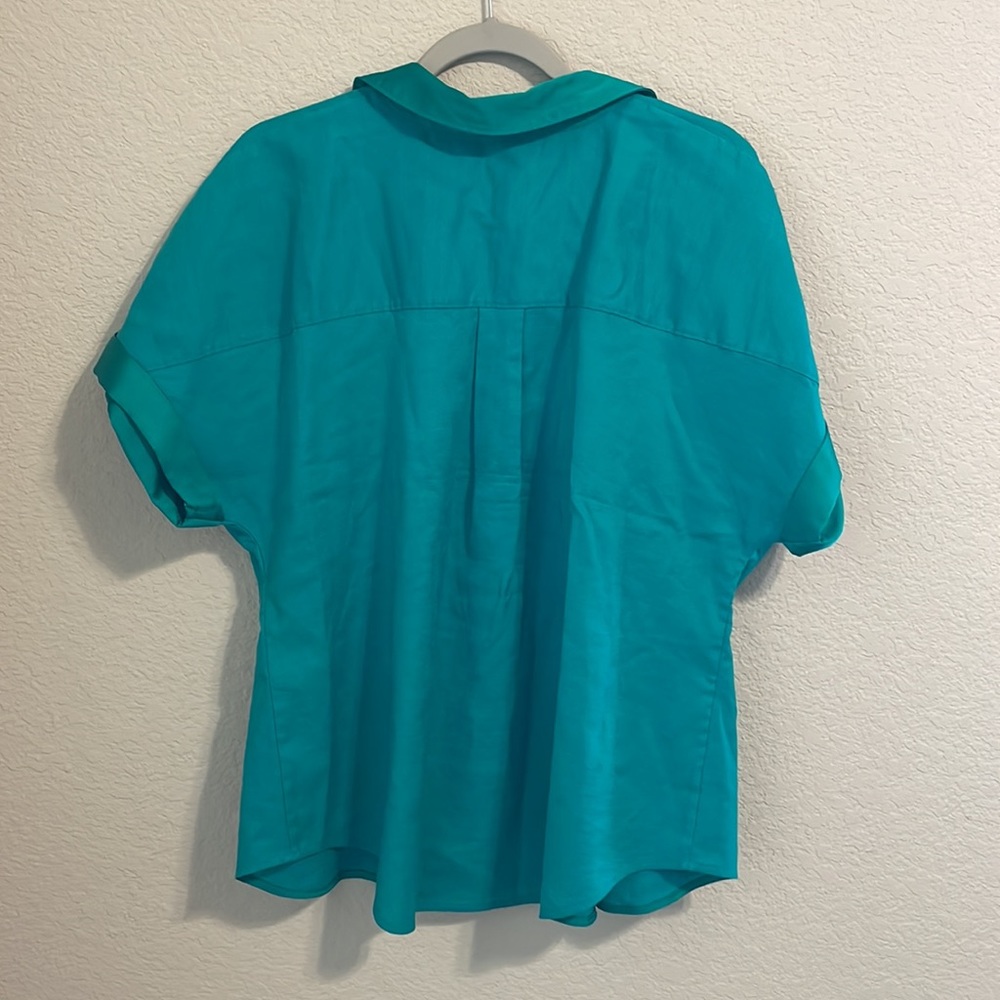 ♥️ NWT Chico’s Linen Popover Blouse Sz 3 ( US 16/18) Jade Green - Picture 6 of 8